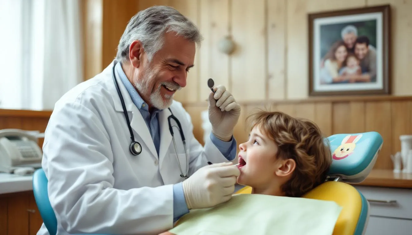 A dentist performing a dental procedure.
