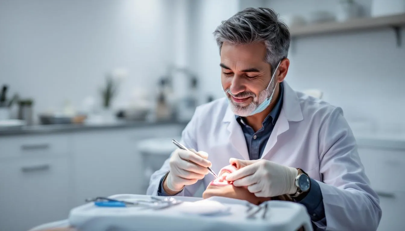 An oral surgeon performing a wisdom teeth removal procedure.