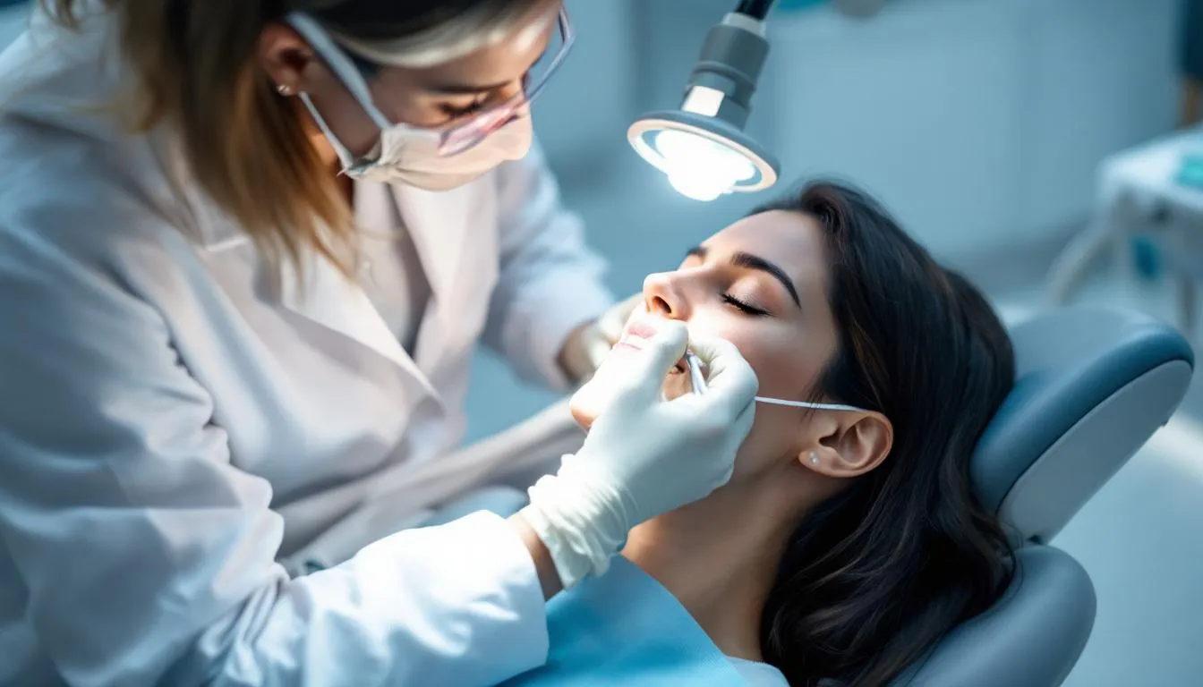 A patient receiving care during an emergency dental visit.